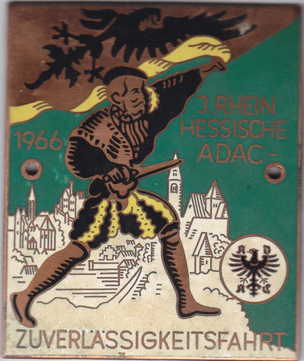 Autoplakette "3. Rhein Hessische ADAC Zuverlässigkeitsfahrt 1966"