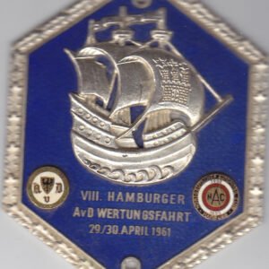 Autoplakette" VIII. Hamburger AvD Wertungsfahrt 29./30. April 1961"