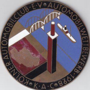 Autoplakette " Automobilwettbewerb 1928 Kölner Automobilclub e. V."